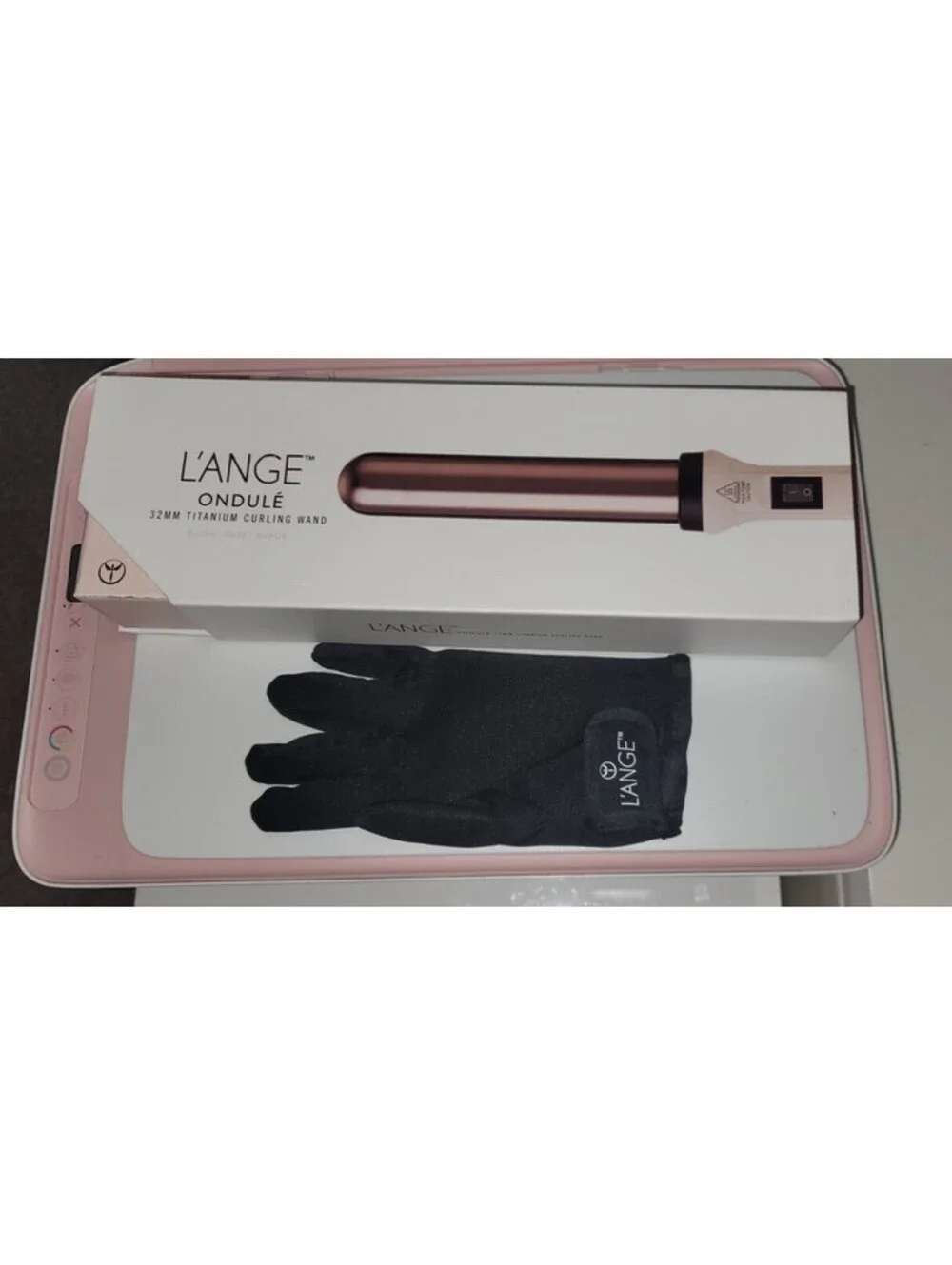 L'ANGE ONDULE TITANIUM LIGHTWEIGHT FAST HEAT CURLING IRON HAIR WAND & GLOVE 32MM